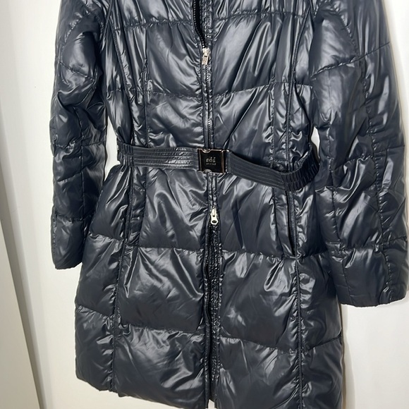 add Down Sz 6 Puffer Zip Belted Black Coat - Picture 5 of 16